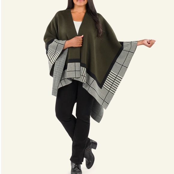Patricia Nash Classic Crisscross Cape Dark Olive SZ M/L - Picture 1 of 16